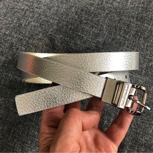Michael Kors two tone REVERSIBLE silver gold tone leather Belt